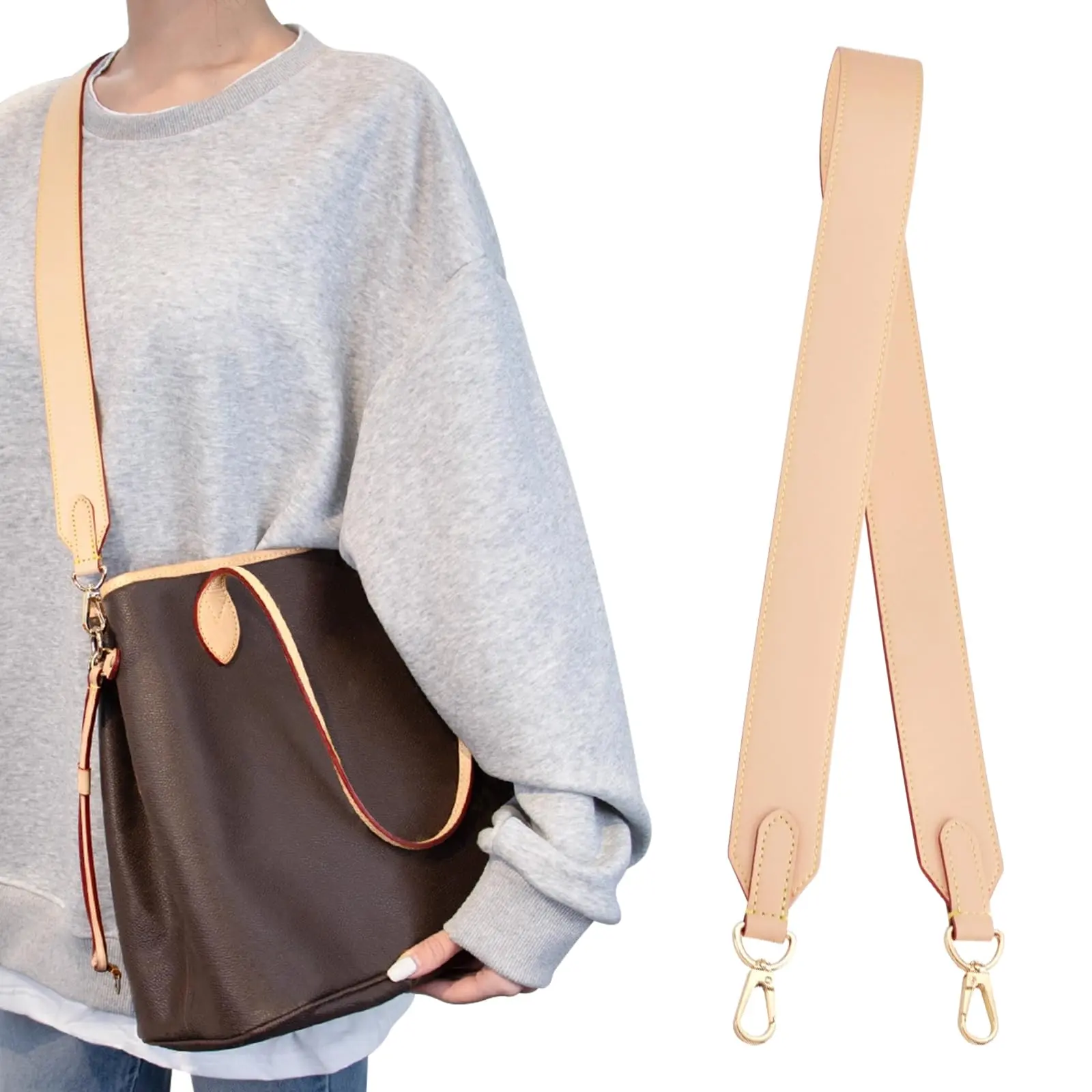 KIYOMIL Genuine Vachetta Leather Shoulder Bag Strap Replacement for Tote Bag diy bag accessory
