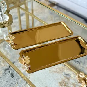 Elegant Gold & Silver Floral Serving Trays with Butterfly Design for Party Ready Table Goals Host In Style Kitchen Inspo TikTok Made Me Buy It Serve In Style Home Decor Goal Party Essentials Utensil Tray Set Rectangular Stylish #TrendingNow #fyp #viral
