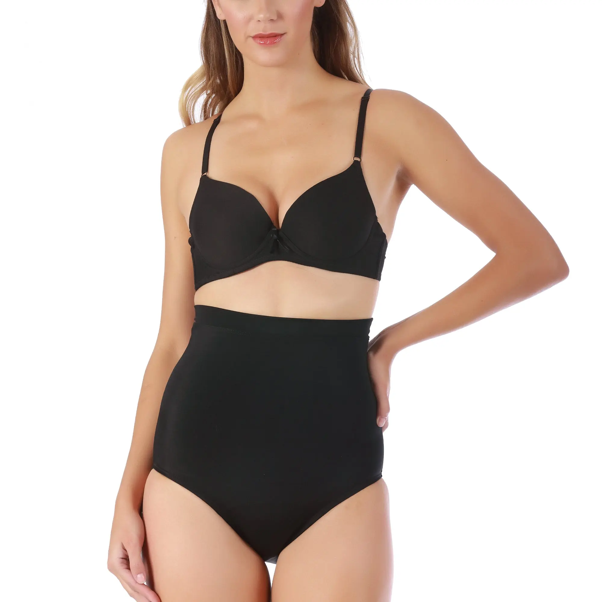 INSTANT FIGURE Hi-Waist Slimming Panty WPY019 – Seamless Tummy Control Brief for Women, High-Waist Compression Underwear with Full Rear Coverage, Smooth 4-Way Stretch Nylon Spandex, Invisible Under Clothes, Made in USA