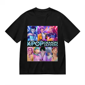 K-Pop-Demon-HuntersKPOP Fashion T-Shirt Women's Plus Size Graphic Tee With Kpop Idols Print Casual Summer Top For Fans Of Kpop Music And Culture, Perfect Gift For Kpop Lovers, Birthday, Festival, Conc