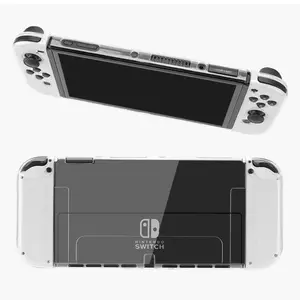 Nintendo switch OLED Handheld Game Console protective case split transparent crystal shell thin pluggable base OLED protective case.