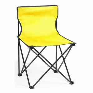 Folding Chair 145489 Yellow Polyester 600D Aluminium Frame 44x69x44cm Adjustable Non-Slip Portable Outdoor Chair with Case & Tape