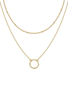 PAVOI 14K Gold Plated Layering Necklaces - Stylish Minimalist Design Pendant Necklaces - Bar, Circle, Lotus, Disc, Dog Tag, Horizontal Bar Pendants for Women