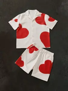 Men's Summer Beach, 2-Piece Linen Short-Sleeve Shirt and Shorts Set, Comfortable, Casual and Stylish Holiday Ensemble, Lightweight Breathable Fabric Print