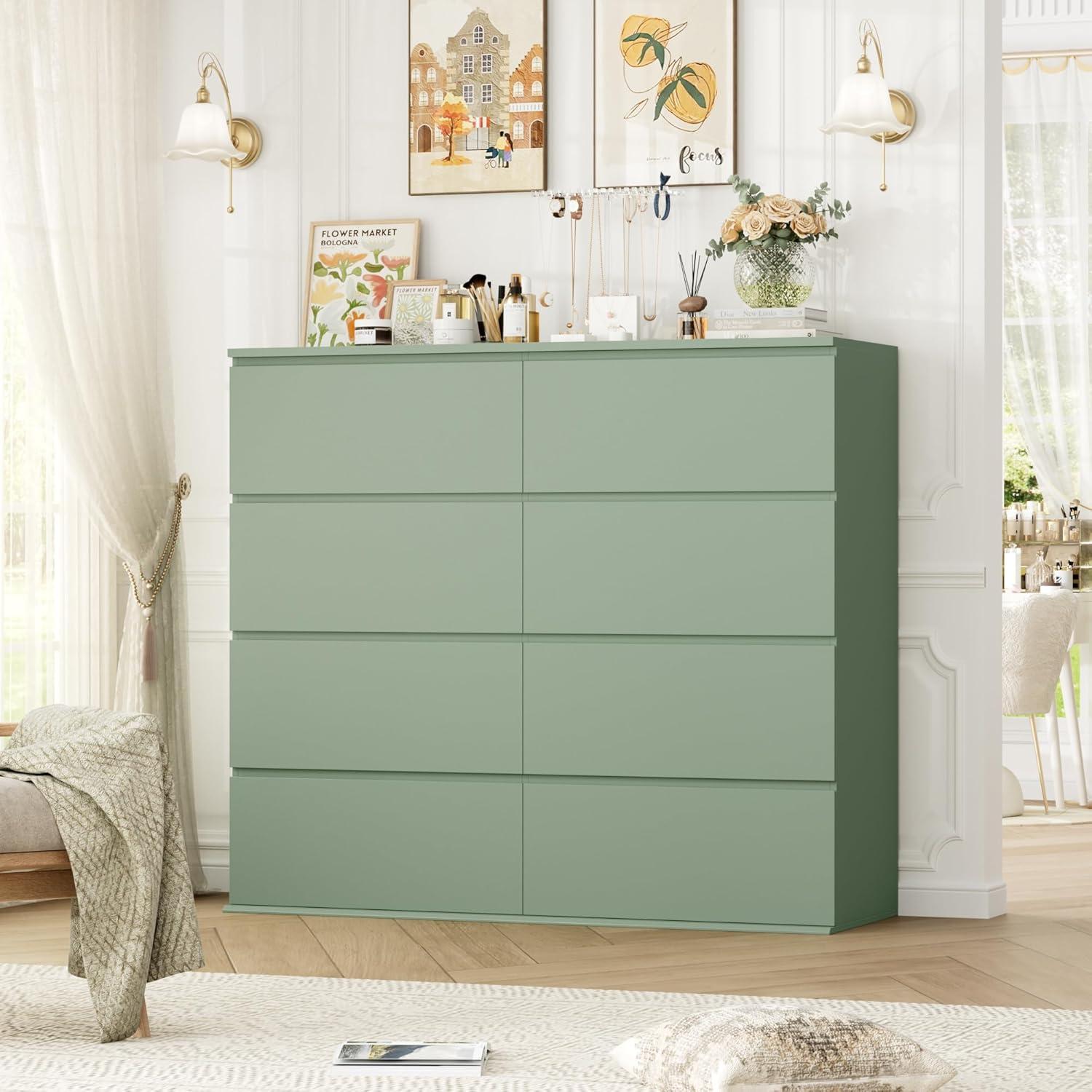FOTOSOK 8 Drawer Dresser for Bedroom, Modern Wood Dressers with Deep Drawers for Living Room