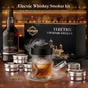 [Father's Day Gift] Whimypey Electric Whiskey Smoker Kit Built-in Lighter, No Butane Needed, Rechargeable Cocktail Smoker Kit with 6 Wood Chips, Fashioned Drink Smoker Kit, Bourbon Whiskey Gifts for Men, Dad, Husband