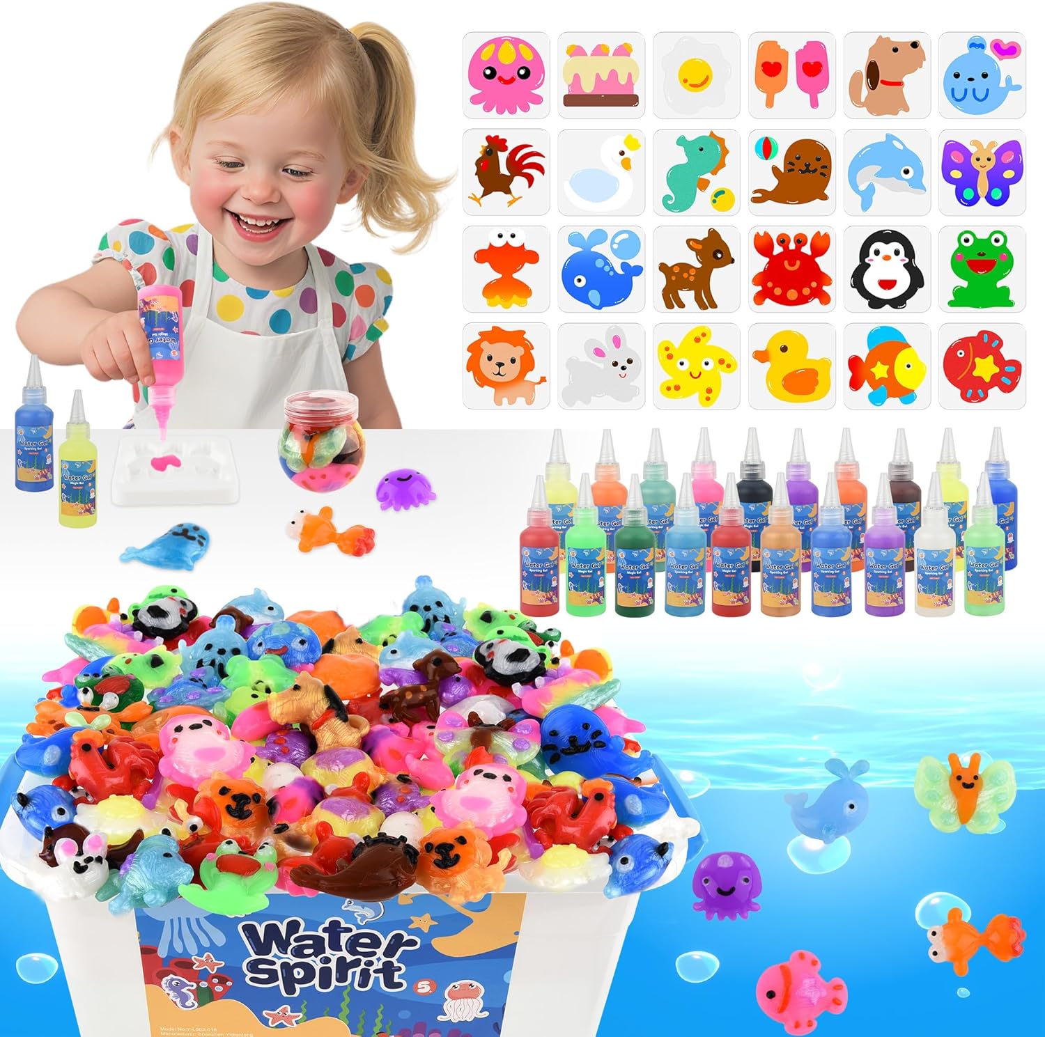 Magic Water Elf Toy Kit for Kids with 20 Gels and 10 Molds, Aqua Fairy,Fun DIY Craft Kit, Squishy Maker, Magic Water Art Kit Favors, Kids Christmas Gifts Crafts Ages 4-8