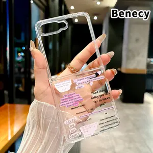 Jesus' Grace Words Pattern Foldable Phone Case with Axis Guard and Complete Lens Protection for Z Flip 7/6/5/4 Shockproof Transparent Cover