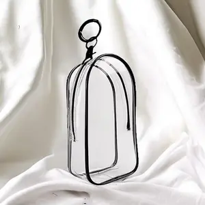 Clear Display Case with Keychain for Labubu 17cm Doll Travel Bag Dust Cover Protective Storage