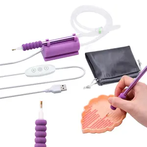 Electric Diamond Painting Pen with 3 Levels, Vacuum Diamond Art Pens Tools and Accessaries Kit with Silicone Base, Storage Tray, No Wax Needed, Long-Lasting and Stable (Black)