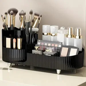 Desktop Rotating Makeup Organizer, 1 Piece Rotatable Luxury Style Makeup Storage Box, Fashionable Large Capacity Cosmetic Storage Box, Desktop Organizer, Makeup Tool Organizer