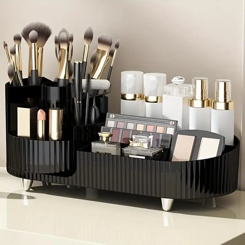 Desktop Rotating Makeup Organizer, 1 Piece Rotatable Luxury Style Makeup Storage Box, Fashionable Large Capacity Cosmetic Storage Box, Desktop Organiz