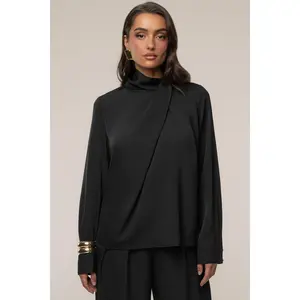 Black Alexa Satin Blouse