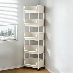 Multifunctional Narrow Storage Rack, Space Efficient Mobile Shelves, Multi-Layer Stand with Brake, Ideal for Kitchen Bedroom Living Room Dormitory, Display Storage Rack