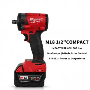 Milwaukee M18 FIW212 1/2-Inch Impact Wrench with Friction Ring and Pin Detent for M18 Bolts, 18V Cordless Power Tool Featuring 300Nm Torque and 4-Mode Drive Control with 3500IPM High-Speed Fastening