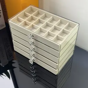 Jewelry Storage Box, Multi grids organizer, Home Organizers Storage Bins with Lids Drawer Style Storage Box 5-layer Storage Box Earrings Storage Necklaces Storage Rings Storage Jewelry Display Rack Desktop Jewelry Storage
