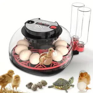 12-Egg Incubator with Automatic Egg Turning, Incubators for Hatching Eggs, Temperature And Humidity Control, Egg Candler, Egg Hatcher Incubator for Hatching Chickens, Birds, Quail Eggs, Ducks, Geese, Pigeons, 360° View Poultry