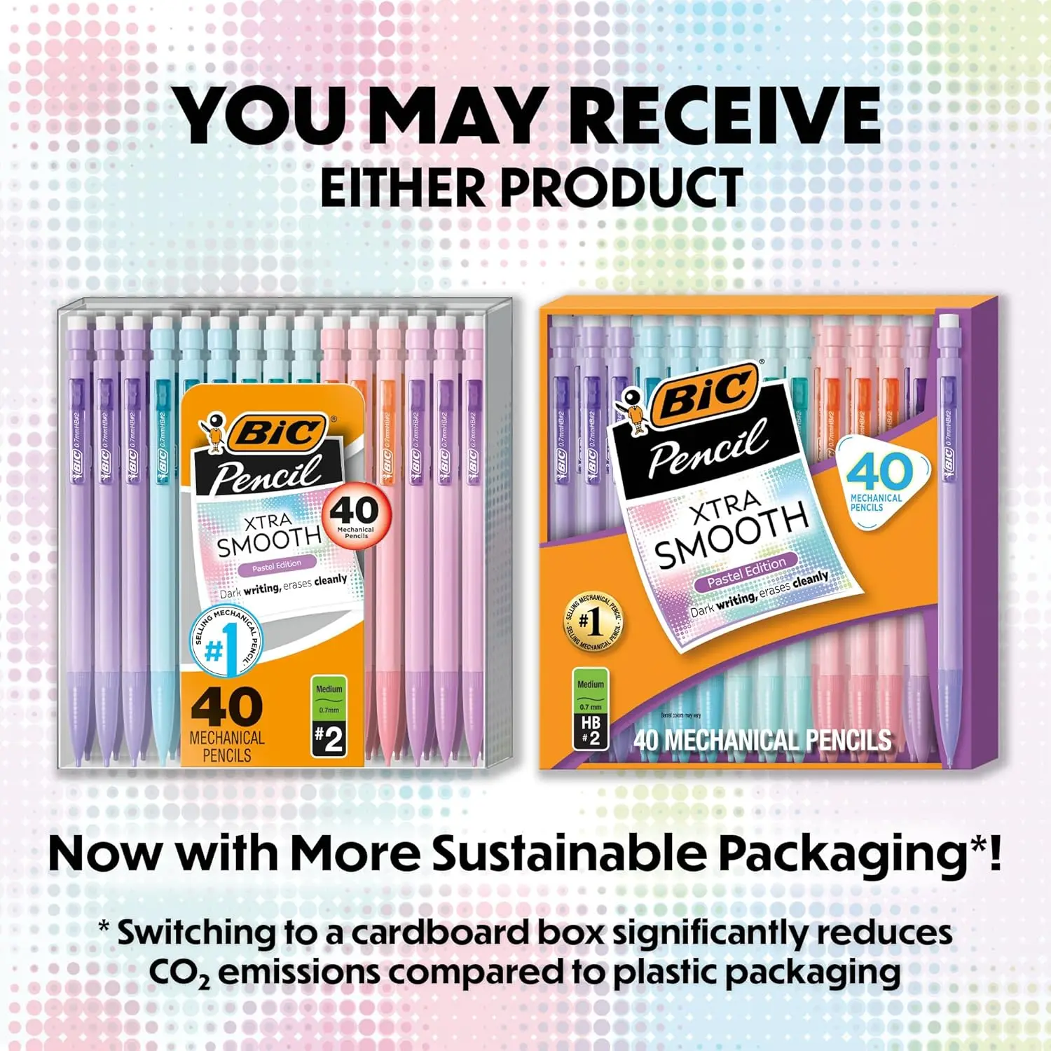 BIC Xtra-Smooth Pastel Mechanical Pencils with Erasers, Medium Point (0.7 mm), Bulk School Supplies for Students and Teachers, 40-Count Pack