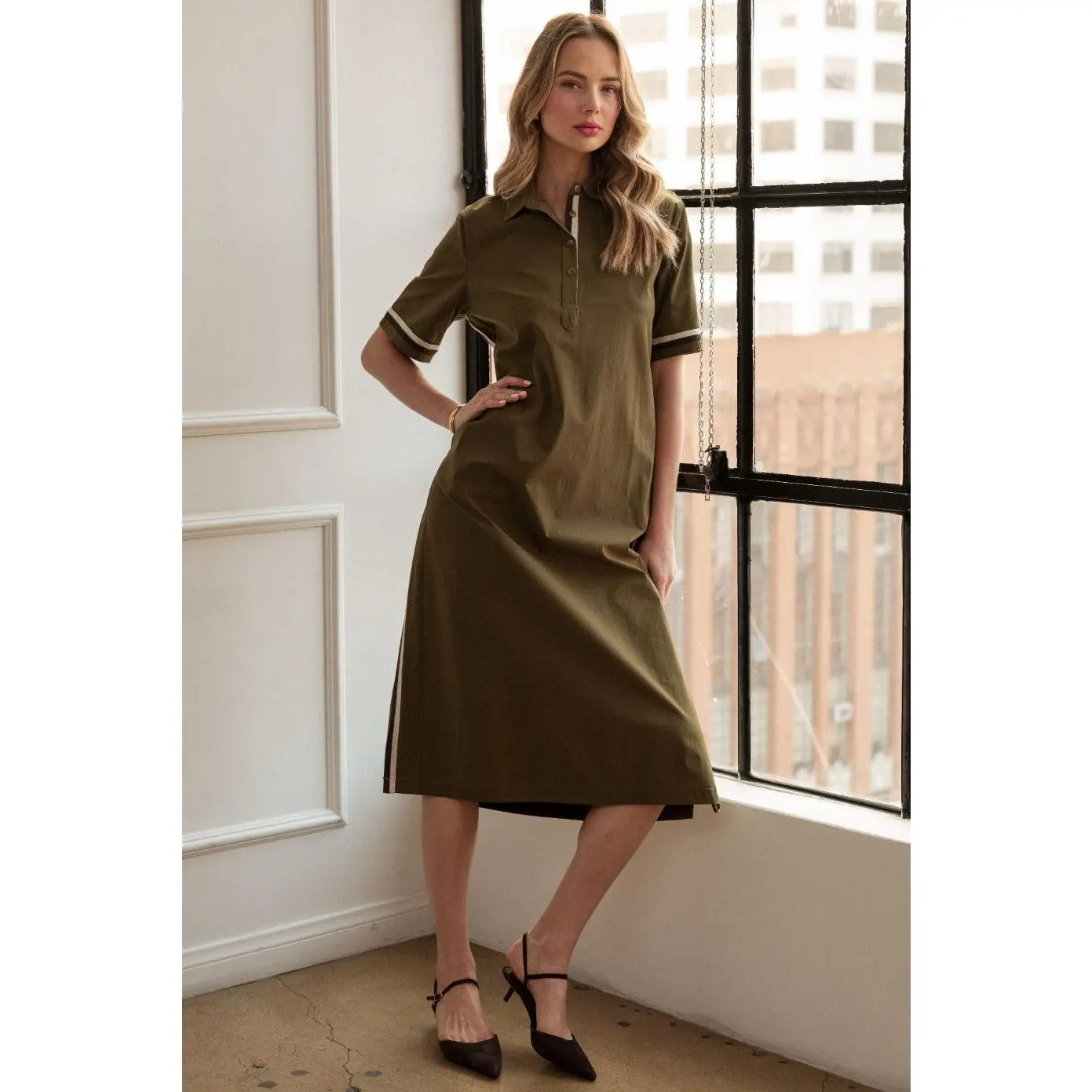 Juni Stretch Parachute Dress with Stripes