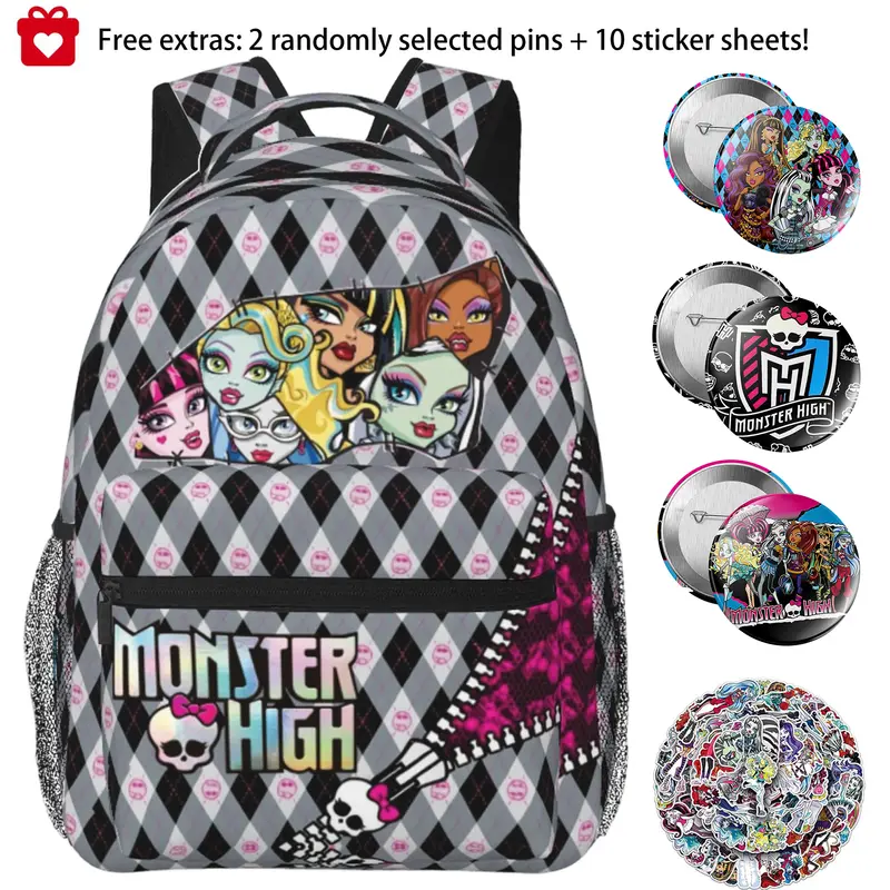 Monster high Lightweight Backpack Monster high dolls Laptop Backpack Monster high doll Full Print Backpack for Back to School, for Work, Commuting, Travel & Outdoor