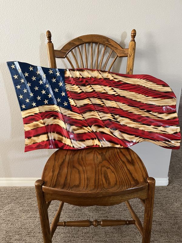 Rustic Wooden Wavy American Flag Decoration