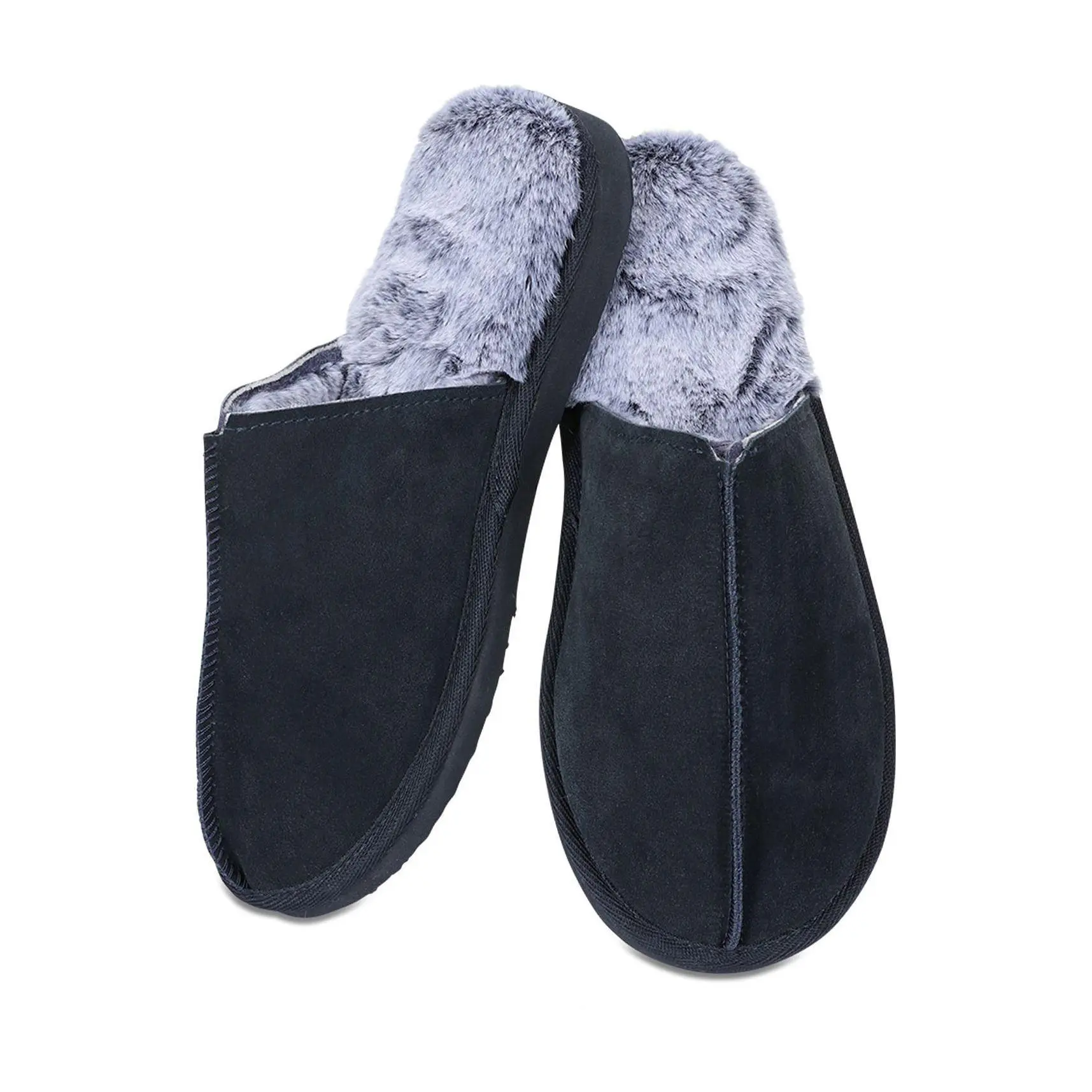 Memoi Men's Memory Foam Suede Plush Non-Slip Slippers