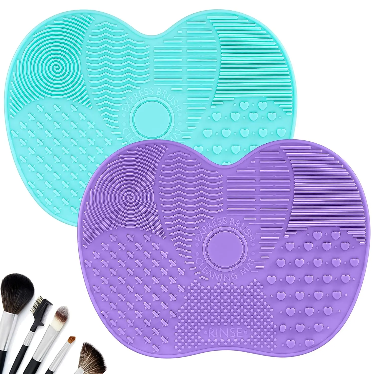 2 Pcs Silicone Make Up Brush Cleaning Mat, Makeup Brush Cleaner Mats | silicone makeup brush cleaner,Cosmetic Cleaning Pads, Portable Washing Tool with Suction Cup for Makeup Cosmetic Brushes