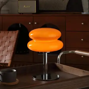 Mushroom Table Lamp for Night Stands, Mid Century Modern Desk Lamps for Bedroom, Vintage Dimmable Small Cute Bedside Lamp, Cool Aesthetic House Warming Gifts for New Home Decor (Orange)