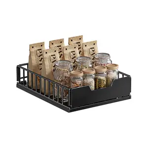 【Christmas Gift】Black 10 Inch Pull Out Cabinet Organizer Metal Slide Out Drawers for Kitchen Cabinets Pull Out Pantry Storage Drawers Bathroom Cabinet Organizer