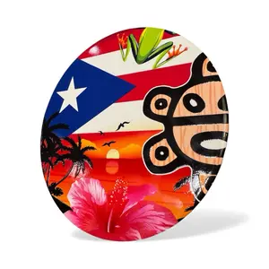 PR Island Hot Plate | Hibiscus, Coquí & Taino Design