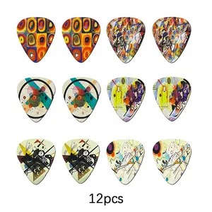 12-Pack Abstract Art Geometric Guitar Picks, Fits Acoustic, Electric Guitar, Bass, Music Lover Gift, Daily Practice, Stage Performance