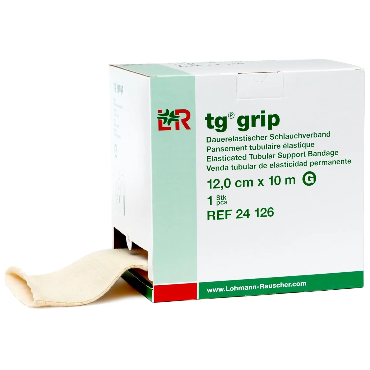 Tg Grip Size G 12cm x 10m Elasticated Tubular Compression Bandage for Light Comfortable Support Sleeve for Sprains Strains Soft Tissue Injuries Skin Friendly Stockinette