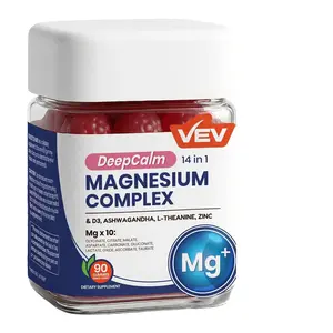 VEV DeepCalm 14-in-1 Magnesium Gummies Complex – Glycinate, D3, Ashwagandha, L-theanine, Zinc – 90 Count, Vegan, No Sugar