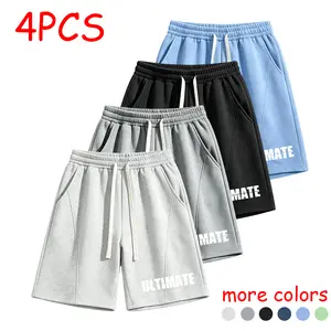 Men’s Summer 4-Pack Lite Adjustable Neutral-Colored Color-Mixed Shorts - Lightweight, with Pockets, Drawstring Waist, Suitable for Casual Sports, Jogging, Lite Men's Shorts, Adjustable Men's Shorts