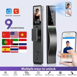 9 Languages Smart Deadbolt with Video Intercom, Palm and Face ID Heavy Duty 6068 Mortise Lock, Works with TUYA Ecosystem