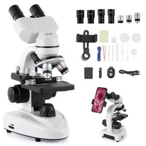 VEVOR Compound Binocular Microscope, 40-2000X Magnification, Professional Compound Microscope for Adult with Phone Adapter, LED Light, Aluminum Alloy Body, for Lab, School, Home, Education