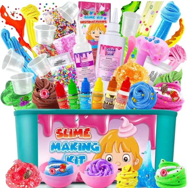 Non-Sticky Unisex Modern Ice Cream DIY Slime Kit - DIY Crunchy Confetti, Butter, Foam, Cloud Slime Making Set with Add-Ins, Foam Balls, Charms, Sensory Craft for Kids Ages 3-12, Party Favor, Creative Activities Gift