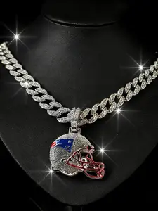 New England Patriots Football Helmet Pendant Statement Necklace