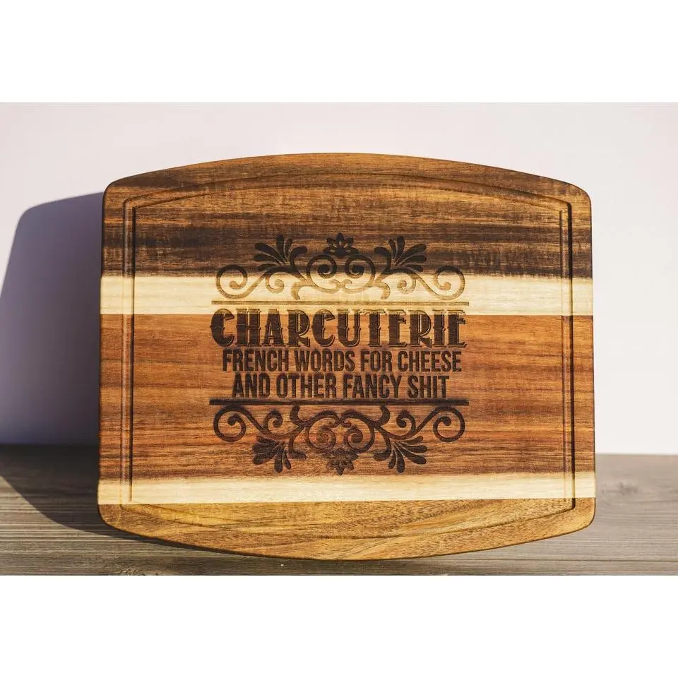 Acacia Wood Charcuterie - Handmade Engraved Snack Board 10x12 Inches
