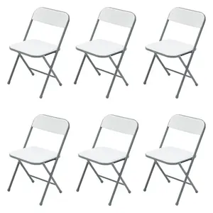 Mainstays Banquet Resin Folding Chair, White (Set of 6), Foldable Event Chairs, Portable Chairs, Party Furniture, Heavy Duty Resin Folding Chair, Dining Chair, Outdoor Seating, Home Furniture, Stackable Folding Chair,
