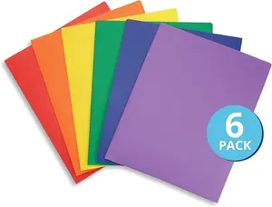 Two‑Pocket Plastic Folders 6‑Pack – Back to School Heavy‑Duty Multicolor with Business Card Slot for School, Home & Office Organization