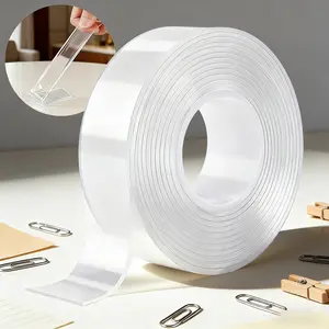 Nano Double Sided Tape Heavy Dut, 9.85FT Multipurpose Mounting Tape, Clear Removable Adhesive Sticky Tape for Walls, Washable Traceless Tape for Picture Hanging, Home & Office Decor goose  tape