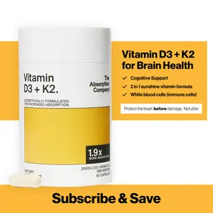 Absorption Company Vitamin D3+K2 2600 IU | 1.9x Better Absorption for Bones, Immunity & Energy | Absorbs Without Food, 30-Day Supply