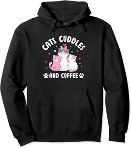 Cats Cuddles and Coffee Cat Lover Coffee Lover Kitten Pullover Hoodie - Andrewzhang Shop 50B0BNXXXMDJ