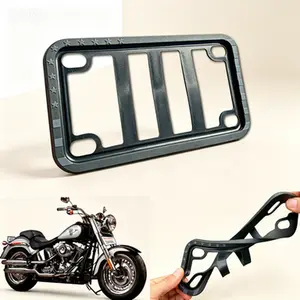 Rattleproof Motorcycle License Plate Frame Black Silicone Matte with Gloss Subdued 3D Stars Stripes US Flag Compatible with Harley Bike Holder Cover No Vibration Non Scratch Easy Install