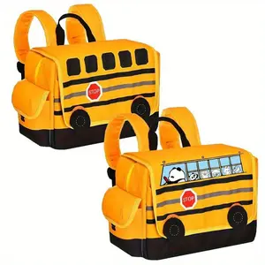 Kids' School Bus Backpack with Cartoon Panda Print, Lightweight with Adjustable Straps and Large Capacity for School & Outdoors
