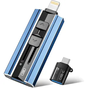 256GB Flash Drive Intended for  iPad, USB Photo Stick for Photo & Video Backup, External Phone Memory Storage, No App Required, Compatible with iOS, Android & PC, Blue