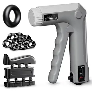 Hand Grip Strength Trainer Kit - Hand Gripper  Set with Adjustable Resistance 2 Finger Stretchers Extenders Finger Exerciser Forearm Workout Ring Exercise Equipment Accessories Gray