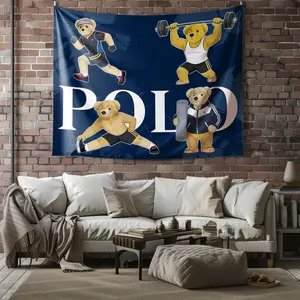 Trendy Teddy Bear Patterned Tapestry, Fashionable Room Flag, Unique Wall Art In Living Room And Bedroom, Soft And Durable Suitable For Children And Adults' Daily Holiday Birthday Gifts, Bedroom Decorations