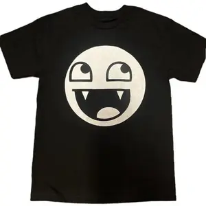Vampire Smiley Face Graphic T-Shirt, Retro Y2K Goth Emo Print Short Sleeve Tee, Unisex Casual Crew Neck Tops, Unique Edgy Design for Daily Wear & Gifting Mother's Day and Father's Day Gifts